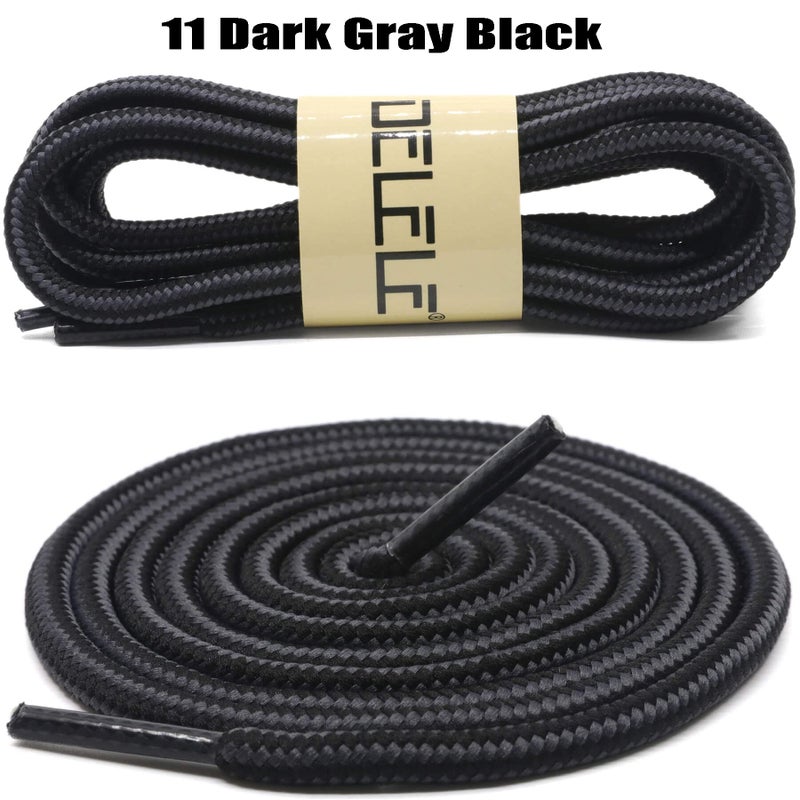 DELELE 2 Pair Round Boot Laces Outdoor Hiking Walking Shoelaces Dark Gray Black Striped Shoe Lace Work Shoe Strings 63 inch - Image 2